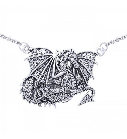Winged Dragon Sterling Silver Necklace