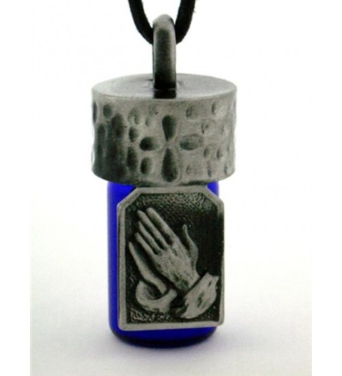 Praying Hands Pewter Bottle Necklace