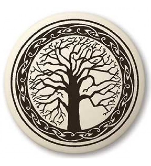 Sacred Tree of Life Porcelain Round Necklace