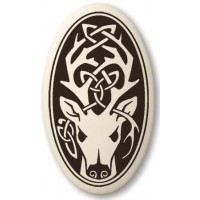 Stag - The Horned God Oval Porcelain Necklace