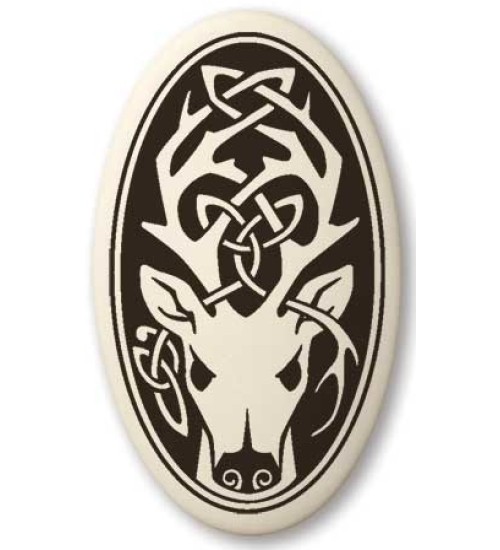 Stag - The Horned God Oval Porcelain Necklace