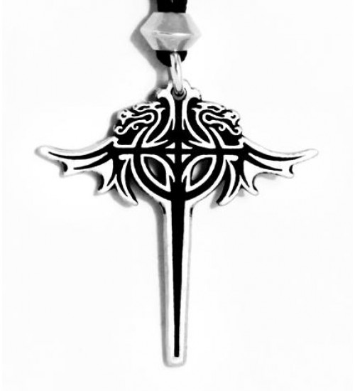 Draculas Cross Pewter Necklace