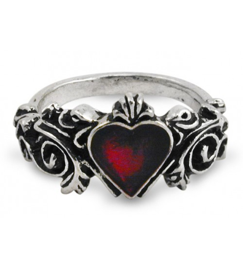 Betrothal Gothic Heart Pewter Ring