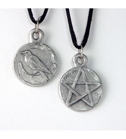 Raven Pentacle Double Sided Pewter Necklace