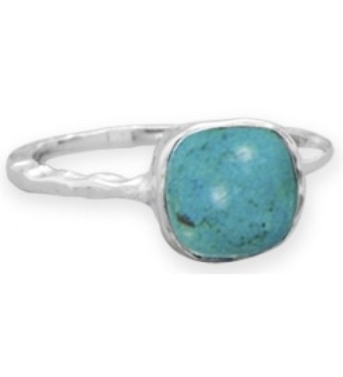 Turquoise Blue Stackable Sterling Silver Ring