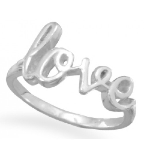 Love Script Sterling Silver Ring