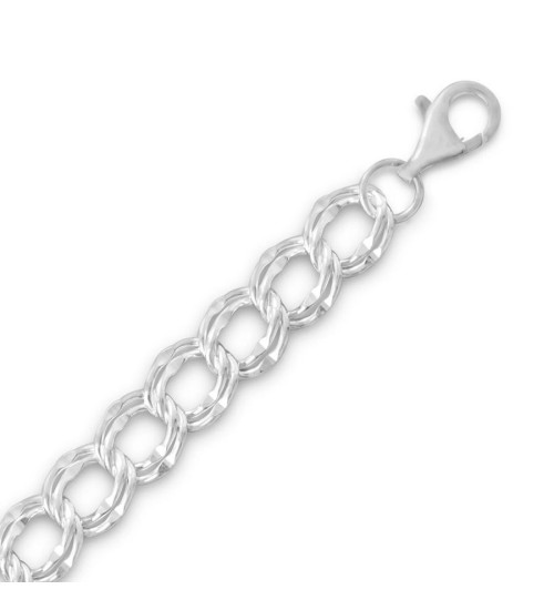 Large Link Sterling Silver Charm Bracelet Chain