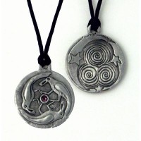 Triple Spirals Raven Pewter Necklace