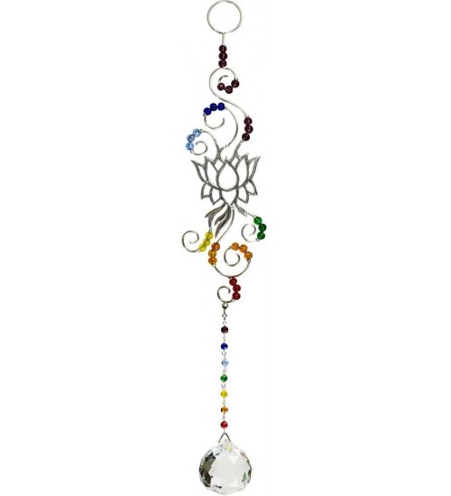 Lotus Chakra Wire Hanging Crystal Prism Suncatcher