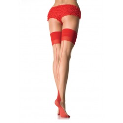 Cuban Heel Red Backseam Stockings