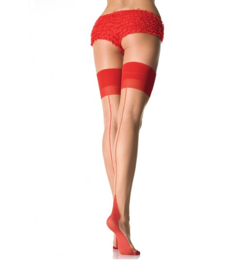 Cuban Heel Red Backseam Stockings