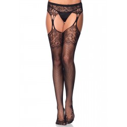 Floral Lace Net Suspender Stockings  - Pack of 3