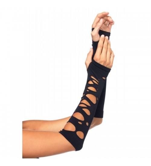 Black Shredded Arm Warmers