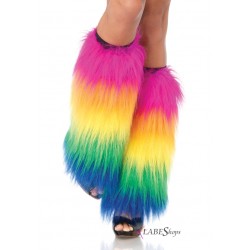 Rainbow Fun Fur Leg Warmers