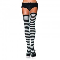 Black White Striped Plus Size Stockings 3 Pack