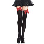 Bow Top Opaque Nylon Thigh Highs