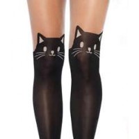 Adorable Black Kitty Cat Pantyhose 3 Pack