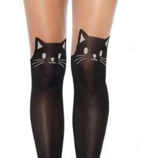 Adorable Black Kitty Cat Pantyhose 3 Pack