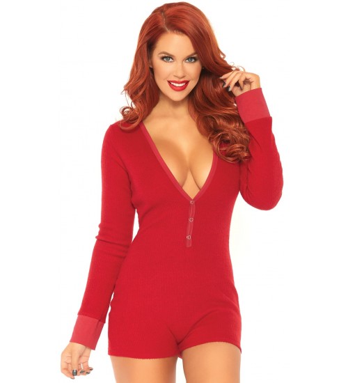 Cozy Red Romper Long Johns
