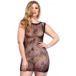 Black Floral Lace Curvy Size Chemise