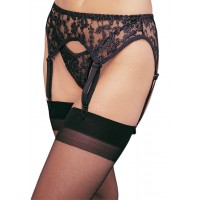 Black Lace Garterbelt and Thong Set