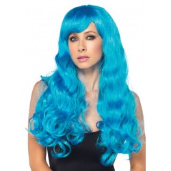 Neon Blue Long Wavy Wig