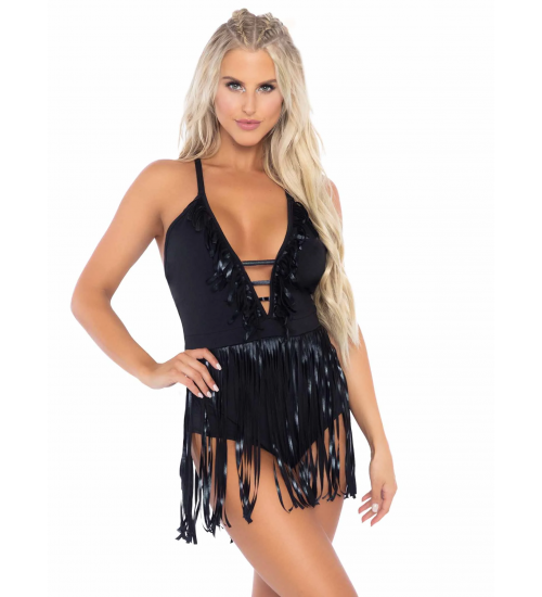 Rocking the Fringe Black Bodysuit