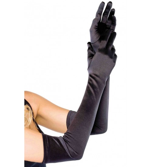 Satin Extra Long Black Opera Gloves