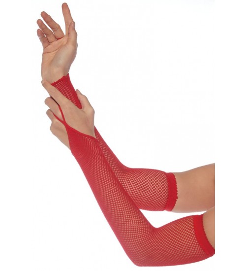 Red Fishnet Arm Warmers