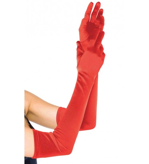 Red Satin Extra Long Opera Gloves