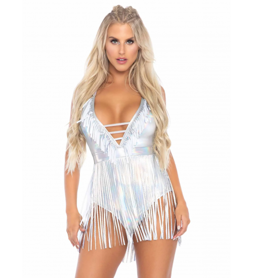 Rocking the Fringe Silver Bodysuit