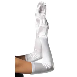 Satin Extra Long White Bridal Opera Gloves