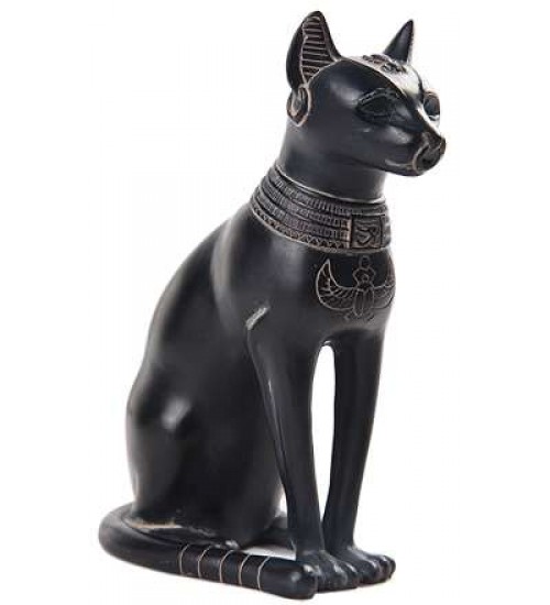 Bastet Egyptian Cat Goddess Basalt Finish Statue