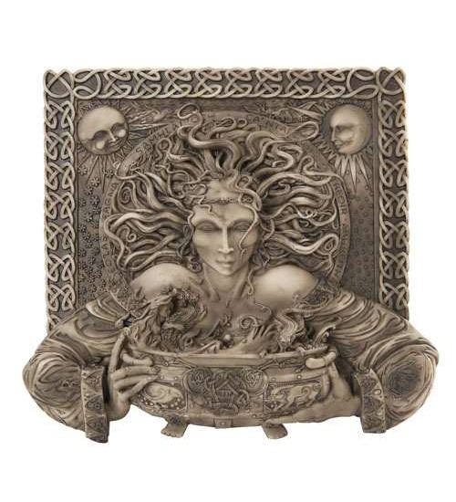 Cerridwen Cauldron Celtic Goddess 9 Inch Stone Finish Plaque