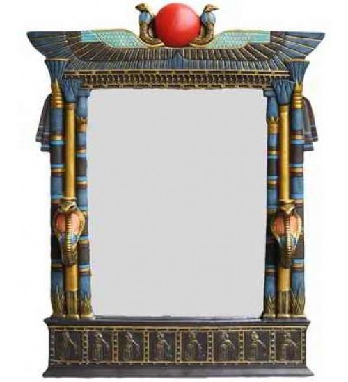 Wadjet Egyptian Wall Mirror with Cobra Candle Sconces