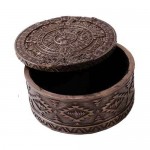 Aztec Bronze Resin Round Trinket Box