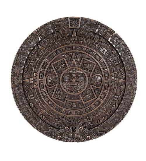 Aztec Solar Calendar Wall Relief Bronze Plaque