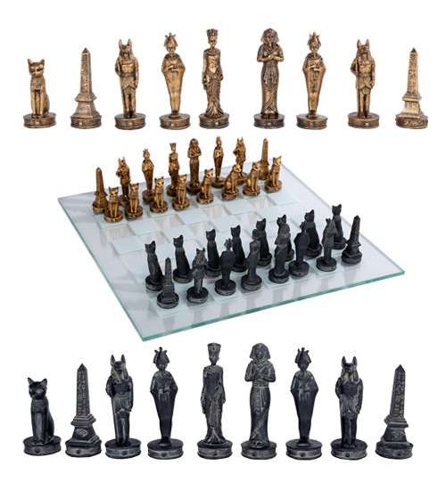 Egyptian Chess Set with Glass Board