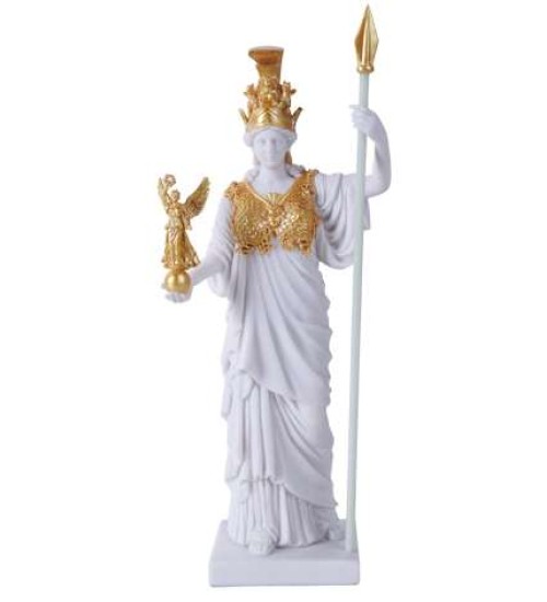 Athena, Greek Goddess of War White and Gold Statue