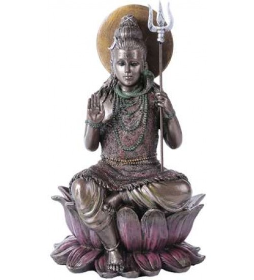 Lord Shiva Seated Bronze Resin Hindu God Statue