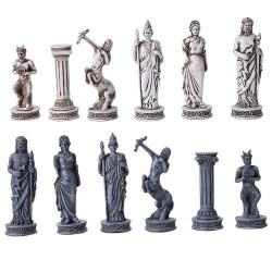 Greek Mythology Gods Chess Set with Glass Board