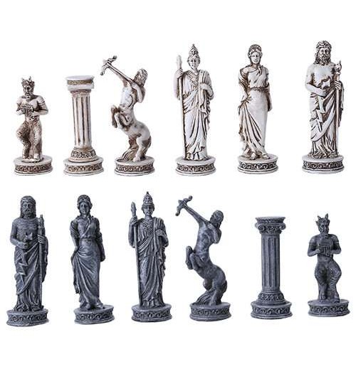 Greek Mythology Gods Chess Set with Glass Board