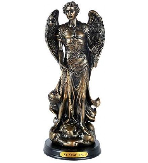 Archangel St Sealtiel Bronze Resin Christian 8 Inch Statue