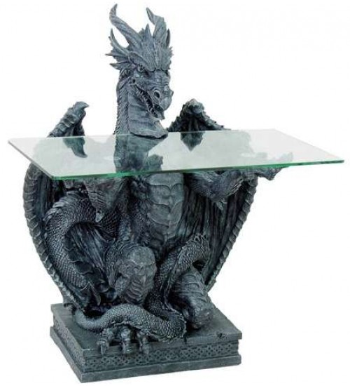 Dragon Glass Top Side Table