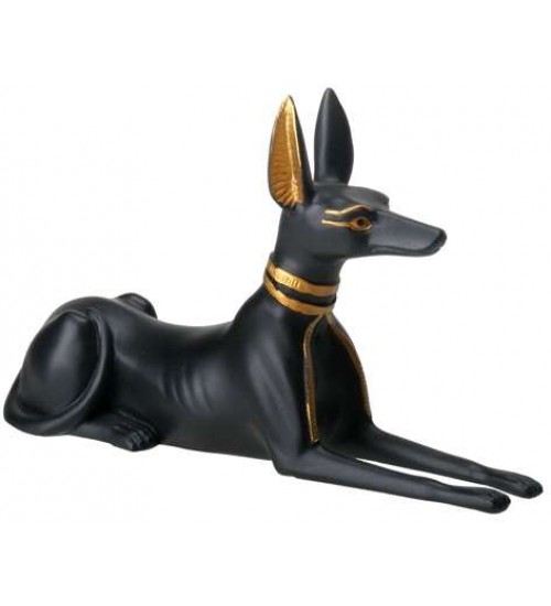 Anubis as a Jackal Small Egyptian Statue - 5 Inches