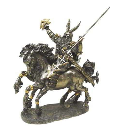 Odin on Horseback Norse God Bronze Statue