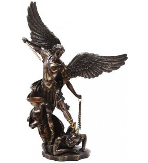 Archangel St Michael Slaying Evil 15 Inch Bronze Statue