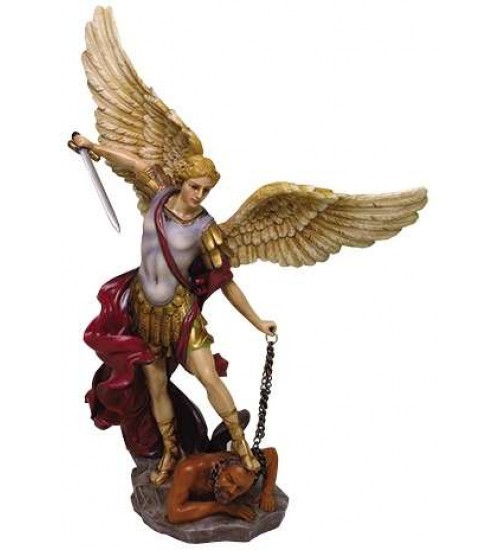 Archangel St Michael Hand Painted Color Christian Statue