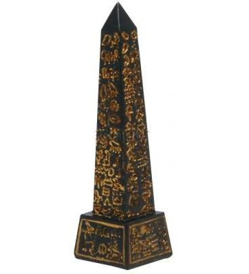 Egyptian Obelisk Mini Statue Black and Gold