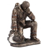 A Firemans Reflection Bronze Statue